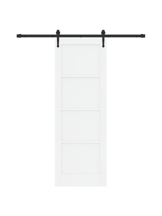 Libisev uks koos varustuskomplektiga valge 73.5x211 cm tahke puidu mänd