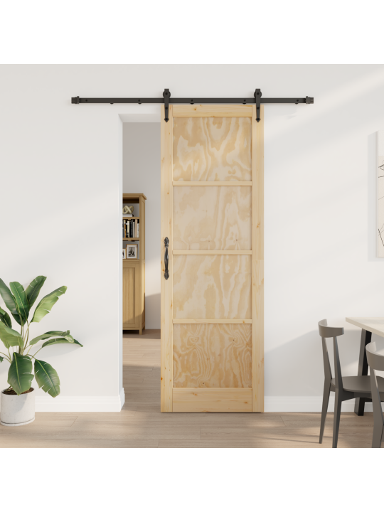 Libisev uks riistvarakomplektiga 78x232 cm tugev puit männipuit