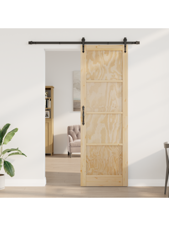 Libisev uks riistvarakomplektiga 78x232 cm tugev puit männipuit