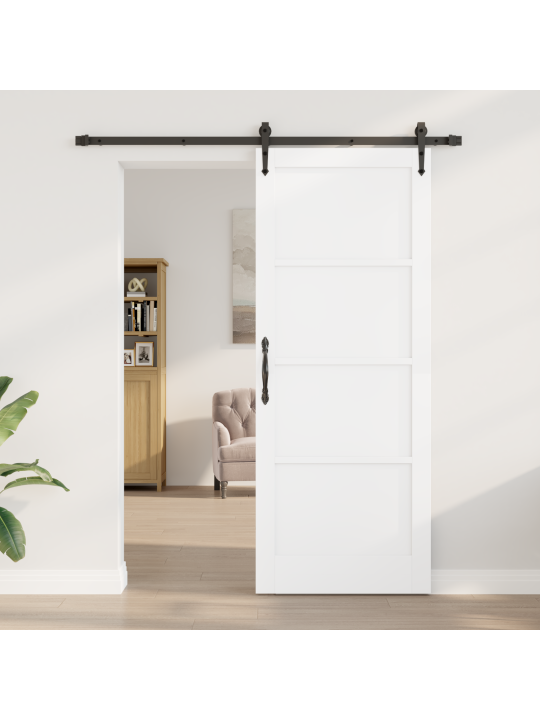 Libisev uks koos riistvarakomplektiga valge 83x211 cm tugev männipuit