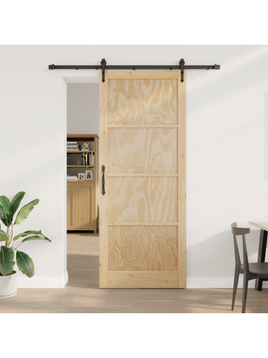 Libisev uks koos riistvaraga 93x232 cm tahke männipuit