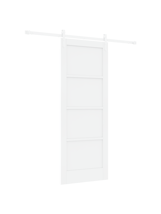 Libisev uks koos seadmete komplektiga valge 78x202 cm tugev puit