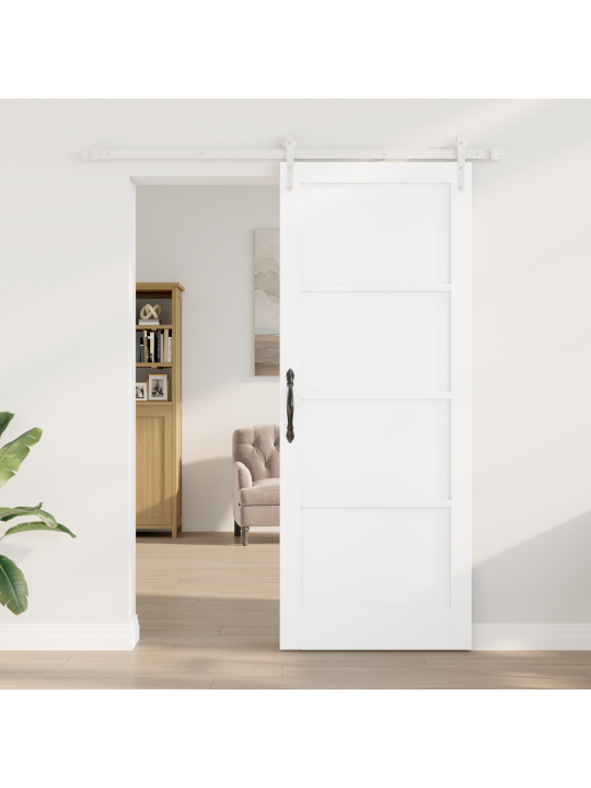 Libisev uks koos tarvikute komplektiga valge 83x211 cm massiivpuit männipuu