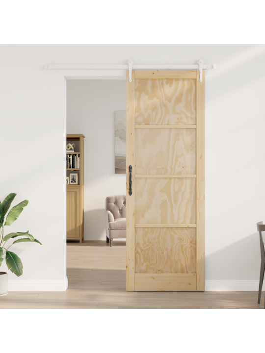 Libisev uks koos riistvara komplektiga 83x232 cm solid wood pine