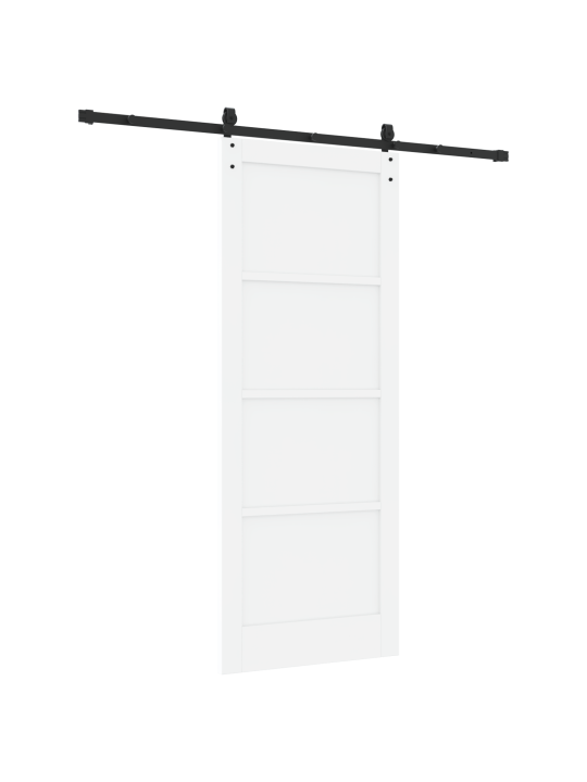 Libisev uks koos riistvarakomplektiga valge 83x211 cm tugev puit mänd