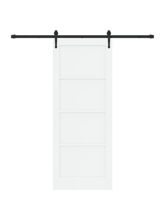 Libisev uks koos riistvarakomplektiga valge 83x211 cm tugev puit mänd