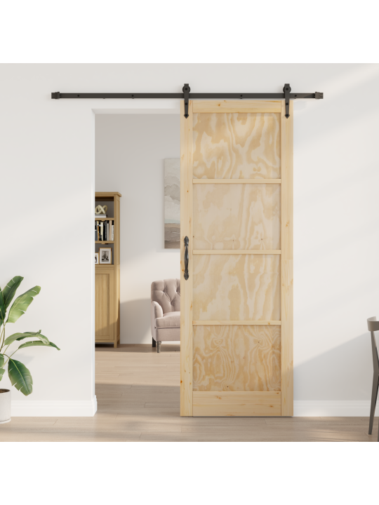 Libisev uks koos varustusega 83x232 cm tugev männipuit
