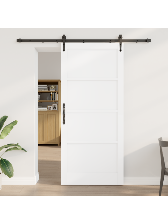 Libisev uks koos seadmete komplektiga valge 93x211 cm tugev puit, männipuit