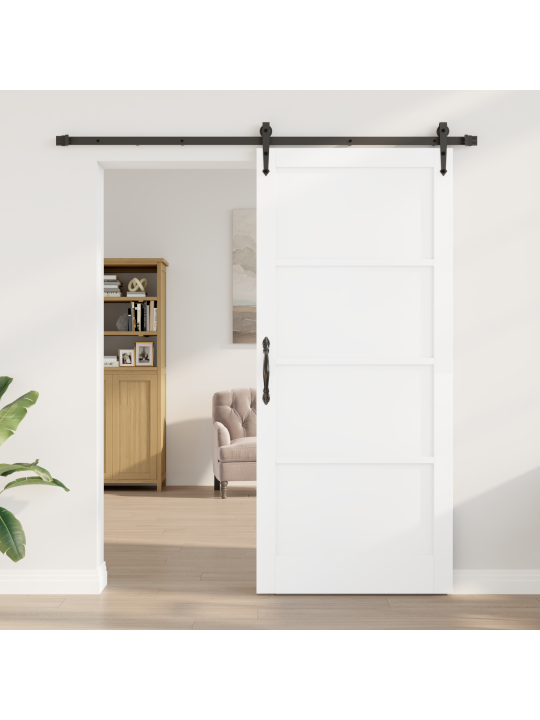 Libisev uks koos seadmete komplektiga valge 93x211 cm tugev puit, männipuit