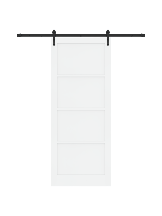 Libisev uks koos tarvikute komplektiga valge 93x232 cm massiivne männipuit