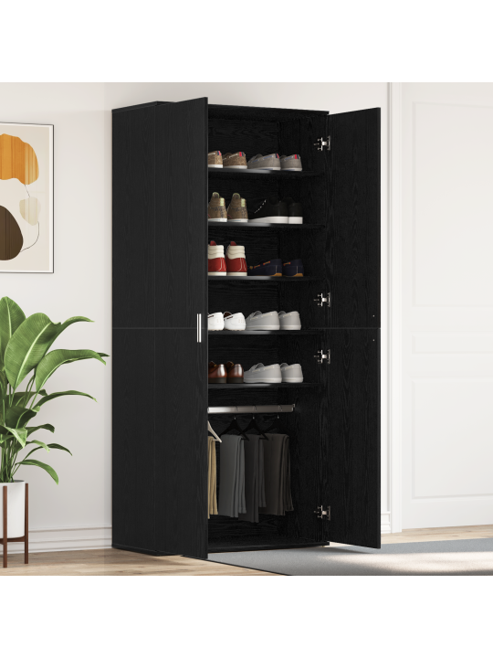 Jalanõude kapp must tamm 80x39x180 cm töödeldud puit