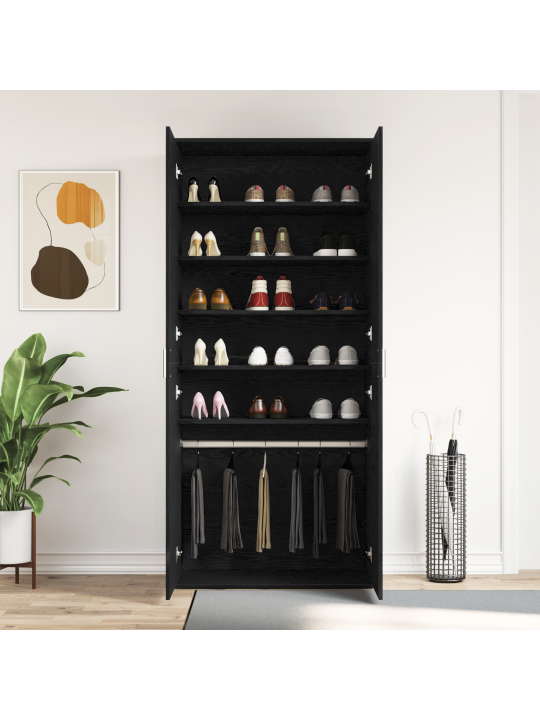 Jalanõude kapp must tamm 80x39x180 cm töödeldud puit