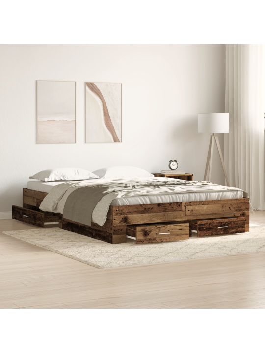 Voodi raam sahtlitega vana puit tehispuit 160 x 200 cm voodi raam