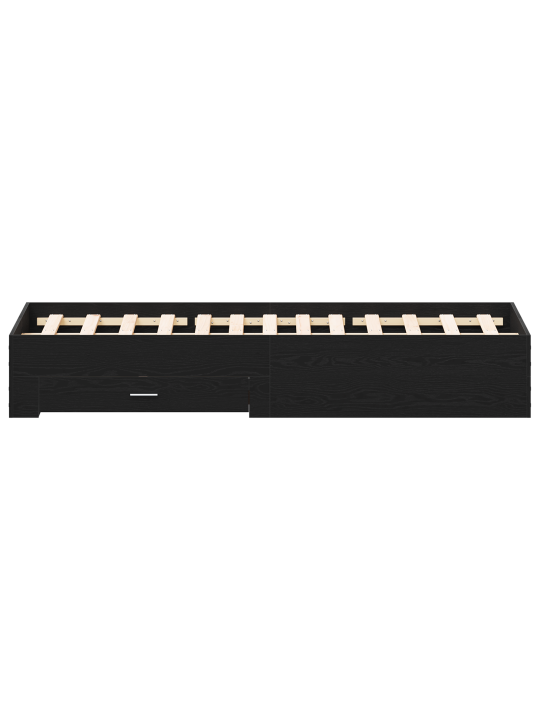 Sahtlitega voodiraam must tammepuit tehispuit 160 x 200 cm