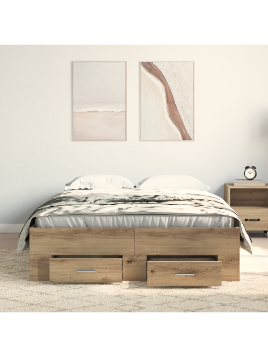 Voodi raam sahtlitega tammepuidust 120x200 cm tehispuidust