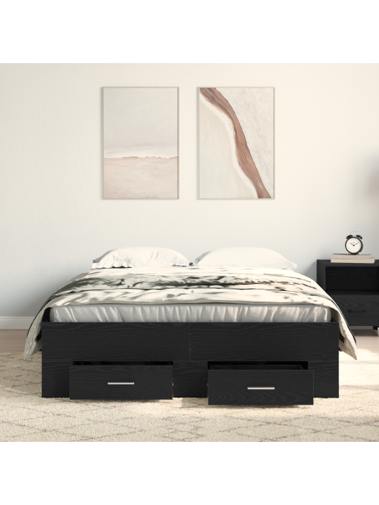 Voodi koos sahtlitega mustal tamme 120x200 cm tehispuidust