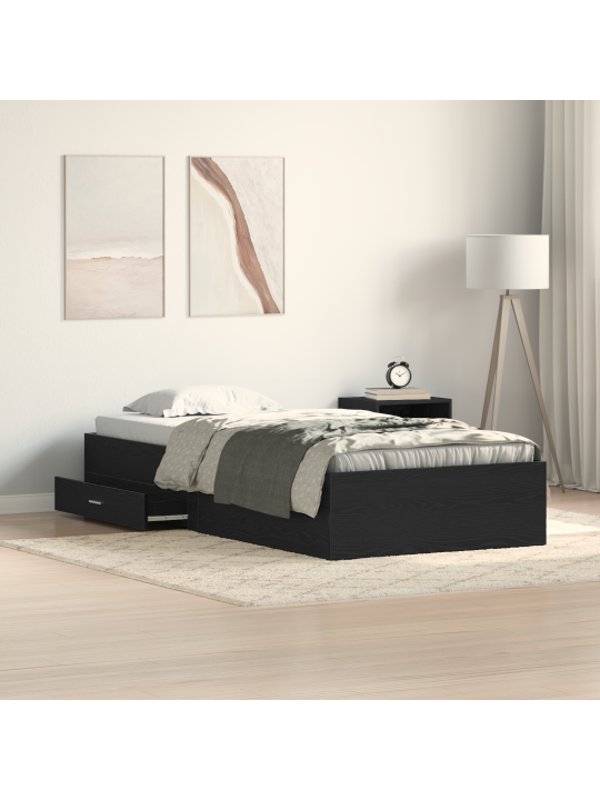 Voodi raam must tamme 90x190 cm tehispuust
