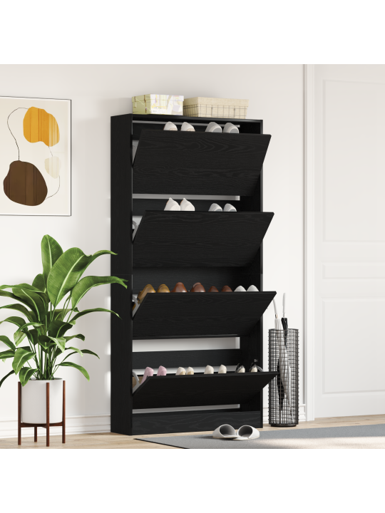 Saapade kapp must tamm tehispuit 80 x 21 x 163.5 cm vastupidav