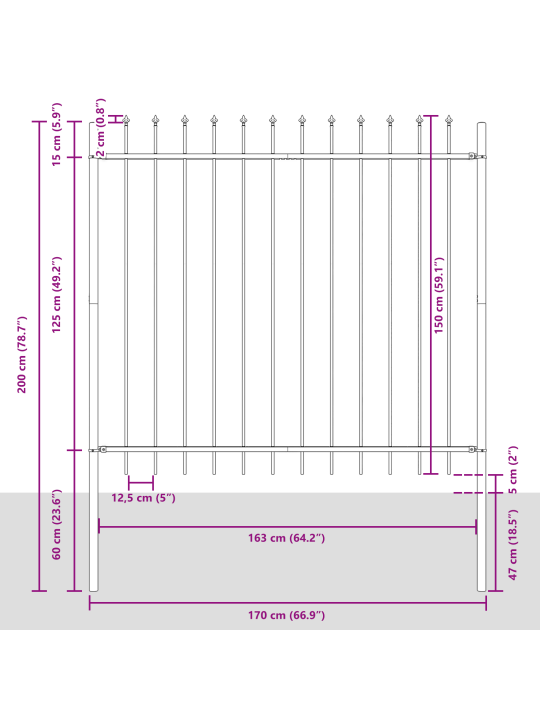 Aia piire teras spear tipuga hall 5,1x1,5 m
