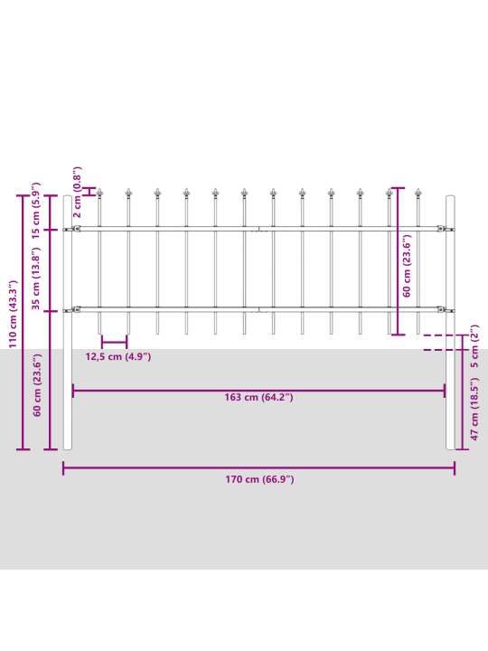 Aiakaunis odakujulise tipus valge 5,1x0,6 m teras
