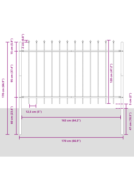 Aed 11,9x1,2 m terasest oksaga hall