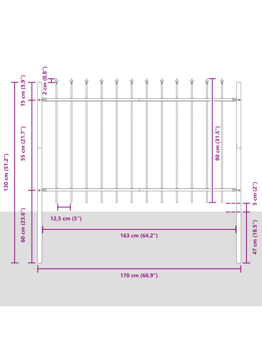 Aiakaide terasest oksakujuliste tippudega hall 13,6x0,8 m