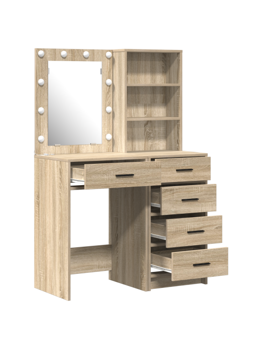 2-osaline riietuslauakomplekt led-valgusega sonoma tamme tehispuidust