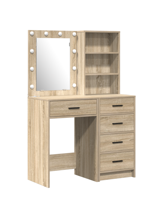 2-osaline riietuslauakomplekt led-valgusega sonoma tamme tehispuidust