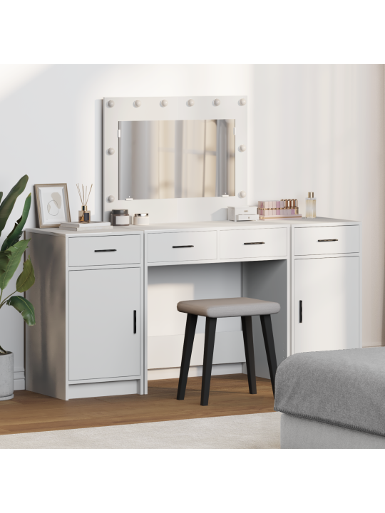 3-osaline tualettlauakomplekt led-iga, valgest tehispuidust