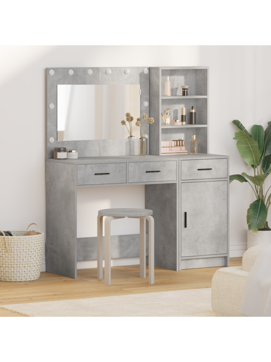 2-osaline tualettlauakomplekt led-iga, betoonhall, tehispuidust
