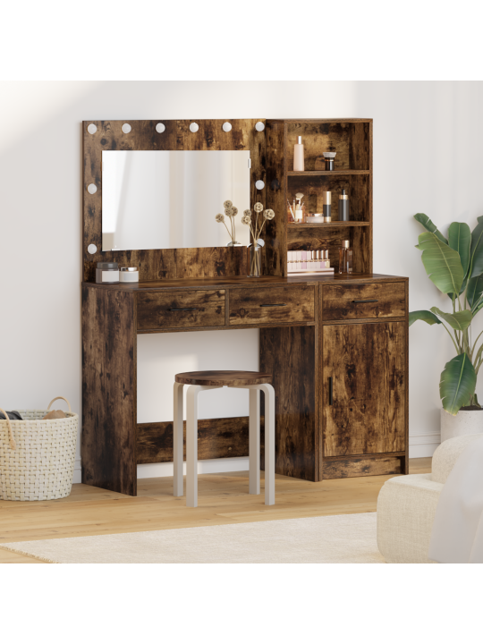 2-osaline tualettlaua komplekt led-iga suitsuvat oak tehispuidust