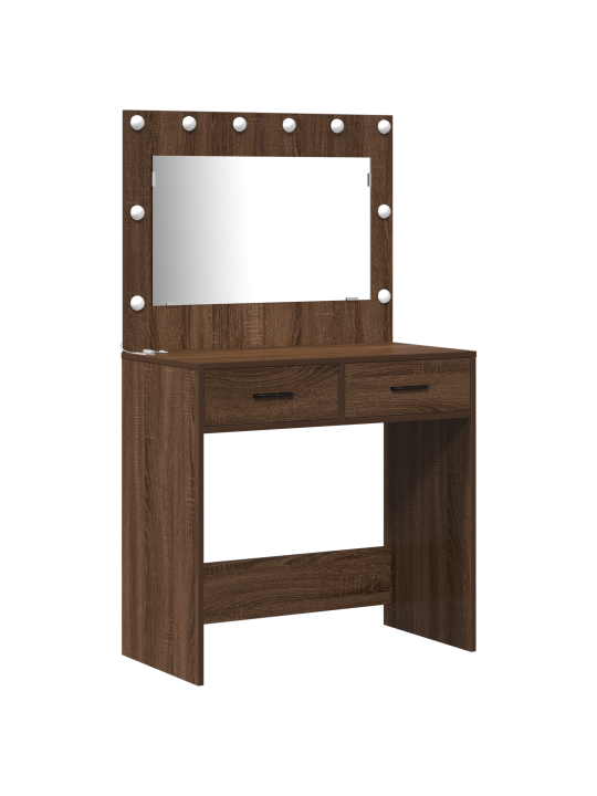 Meikimislaud led-valgustusega pruun tamme 158,5x41x135 cm
