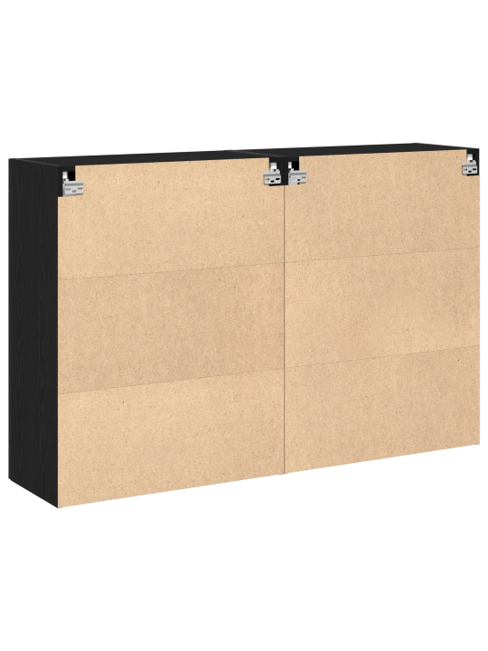 Seinale paigutatud kapid 2 tk must tamm 69,5x34x90 cm töödeldud puit