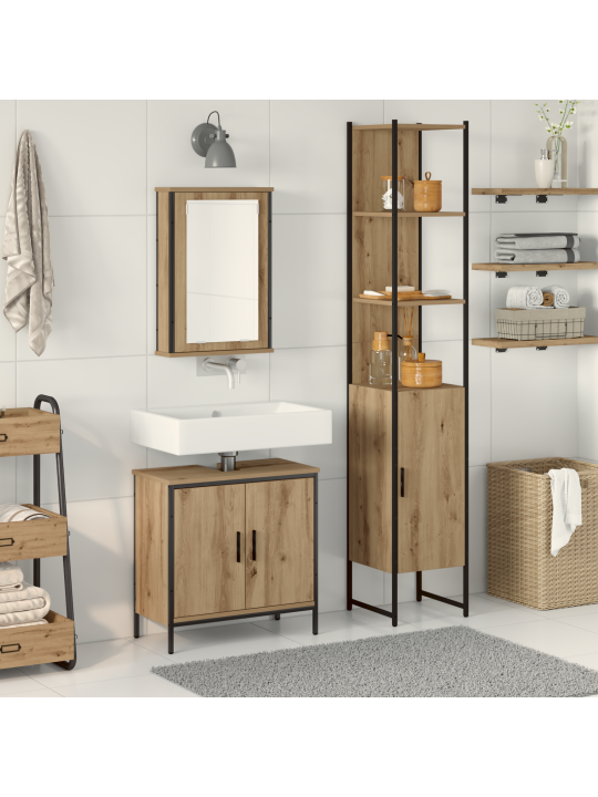 3-osaline vannitoa mööbli komplekt artisan oak tehispuit