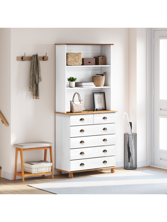Hutch “askim” valge 91x40x199.5 cm täispuit männi