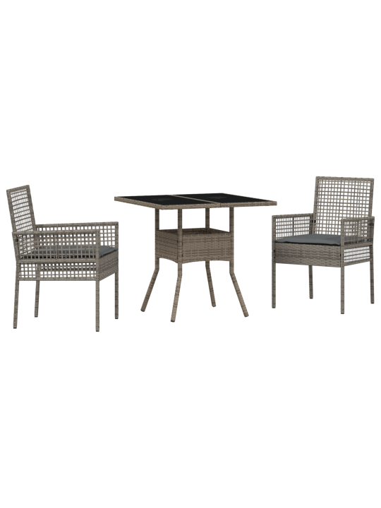 3-osaline aiamööbli komplekt hall polü rattan