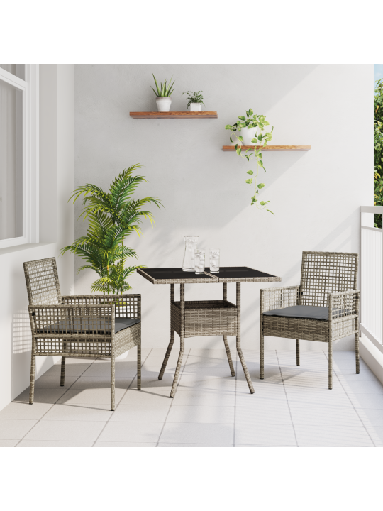 3-osaline aiamööbli komplekt hall polü rattan