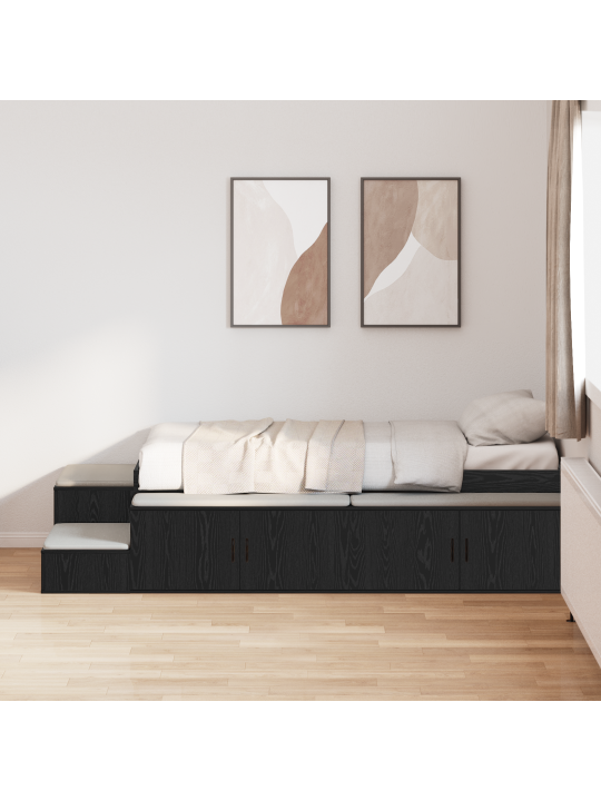 Ladustamise voodi raam must tamm 75x190 cm
