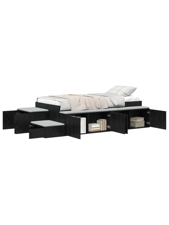Ladustamise voodi raam must tamm 75x190 cm