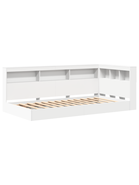 Raamatukapiga voodi valge 100x200 cm inseneritud puit