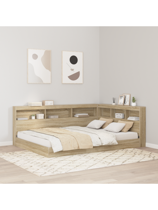 Raamatukappi voodi sonoma tamm 150x200 cm tehispuit