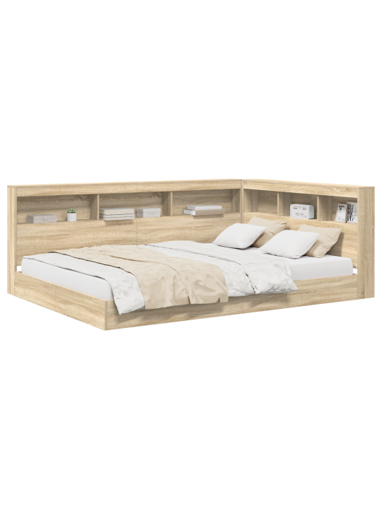 Raamatukappi voodi sonoma tamm 150x200 cm tehispuit