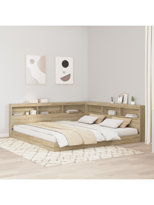 Raamatukapi voodi sonoma tamm 180x200 cm inseneritud puit