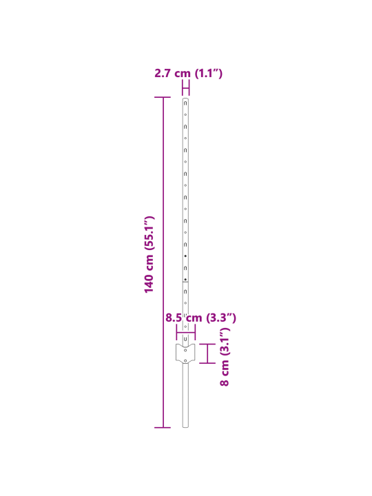 Aia postid 44 tk u-kanal roheline 140 cm teras