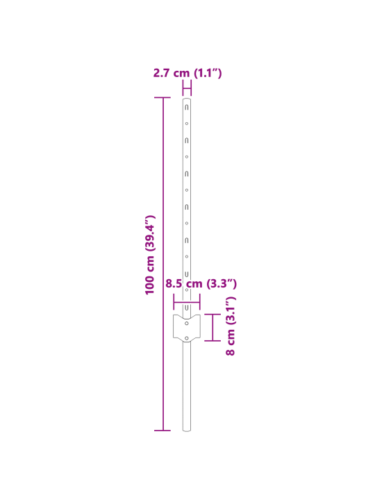 Aiapostid 22 tk u-profiil hall 100 cm teras