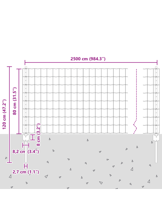 Euroopa aed 11 u postiga hall 0,8x25 m teras