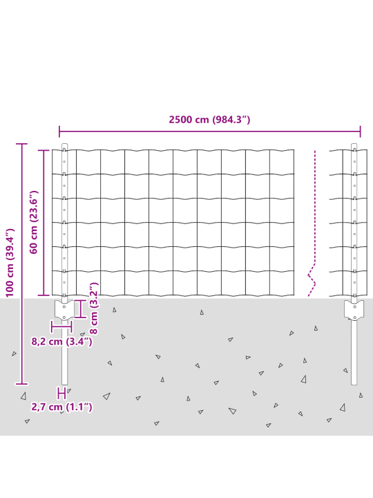 Euro aed 11 u poste hõbedane 0,6x25 m teras
