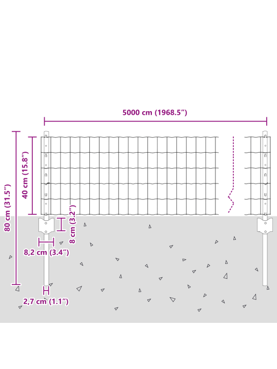 Euro aed 22 u postiga hõbedane 0,4x50 m teras