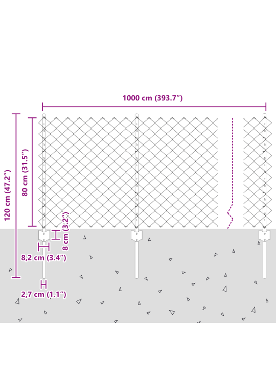 Ahel-link aed 10 u posti rohelise 0.8x10 m teras