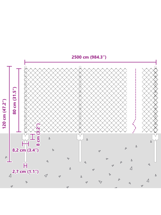 Roheline aedade lõim koos 22 u-postiga 0.8x25 m terasest